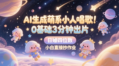 AI生成萌系小人唱歌，0基础3分钟出片，28个作品涨粉8.9W，单条最高19W赞，日入四位数，小白直接抄作业插图