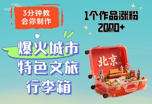 3分钟教会你，制作爆火城市特色文旅行李箱，1个作品涨粉2000+插图