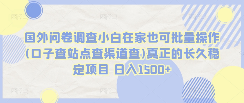 国外问卷调查小白在家也可批量操作(口子查站点查渠道查)真正的长久稳定项目 日入1500+插图