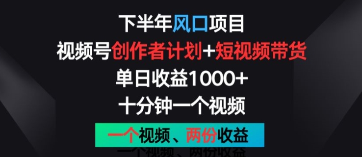 下半年风口项目，视频号创作者计划+视频带货，一个视频两份收益，十分钟一个视频插图