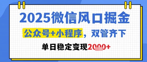 2025微信风口掘金，公众号+小程序双管齐下，单日稳定变现1k+插图