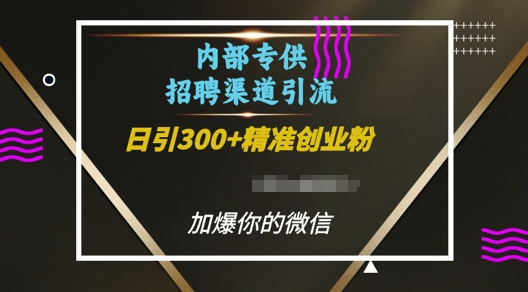 内部招聘渠道日引流300+创业粉，加爆你的微信插图