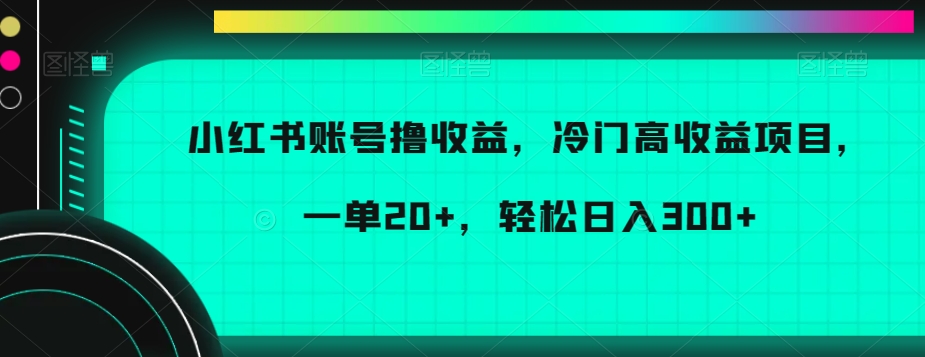 小红书账号撸收益，冷门高收益项目，一单20+，轻松日入300+插图
