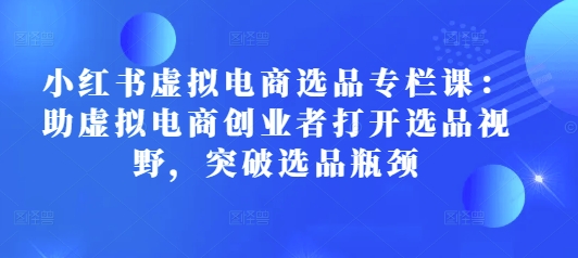 小红书虚拟电商选品专栏课：助虚拟电商创业者打开选品视野，突破选品瓶颈插图