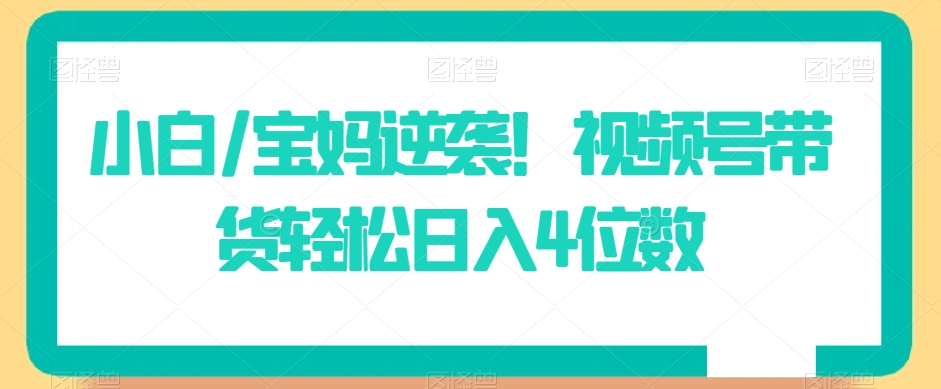 小白/宝妈逆袭！视频号带货轻松日入4位数插图