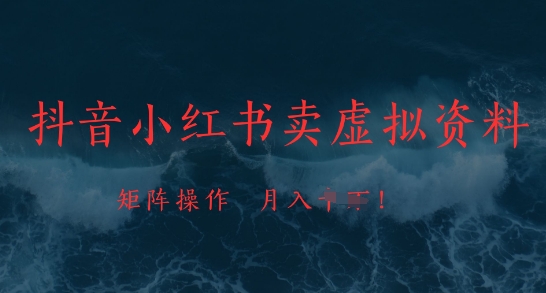 抖音小红书卖虚拟资料，市场需求一直存在，矩阵操作，月入1w+插图