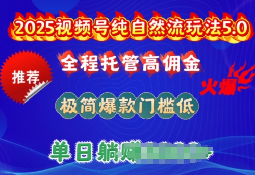 2025视频号纯自然流玩法5.0，全程托管高佣金，极简爆款门槛低，单日收益多张插图