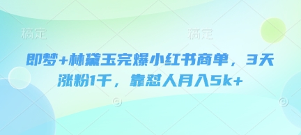 即梦+林黛玉完爆小红书商单，3天涨粉1千，靠怼人月入5k+插图
