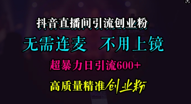 抖音直播间引流创业粉，无需连麦、无需上镜，超暴力日引流600+高质量精准创业粉插图