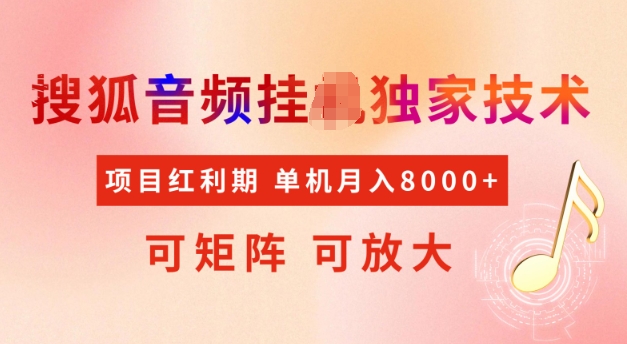 首发搜狐音频挂JI，项目红利期，可矩阵可放大，稳定月入5k插图