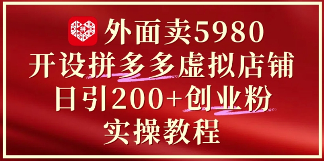 外面卖5980开设拼多多虚拟店铺：单日引流200+创业付费粉实战教程插图