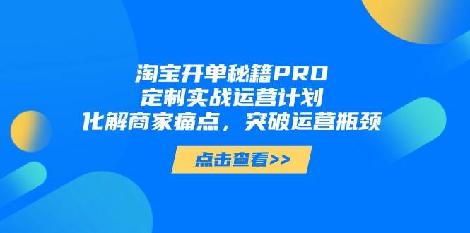 淘宝开单秘籍PRO，定制实战运营计划，化解商家痛点，突破运营瓶颈插图