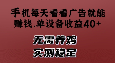 手机每天看看广告就能挣钱，单设备收益40+，无需养鸡，实测稳定插图