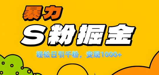 单人单机日引千粉，变现1k+，S粉流量掘金计划攻略插图