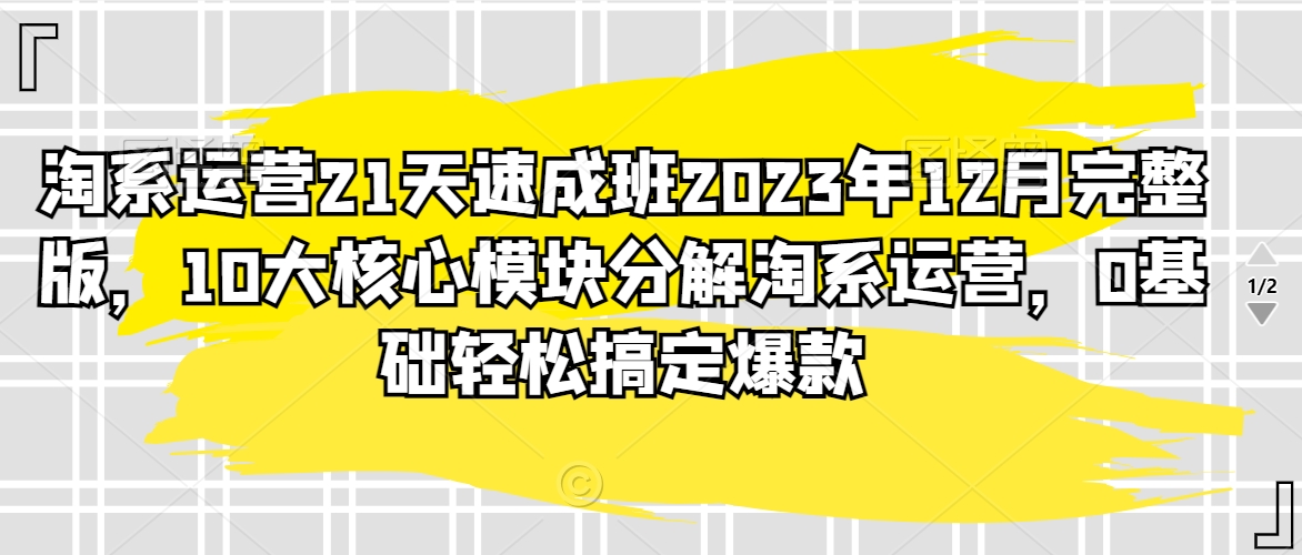 淘系运营21天速成班2023年12月完整版，10大核心模块分解淘系运营，0基础轻松搞定爆款插图