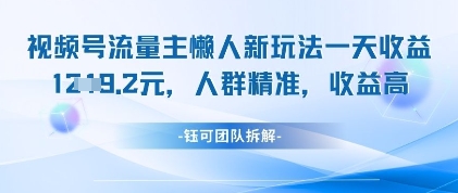 视频号流量主懒人新玩法，一天收益1k，人群精准收益高插图