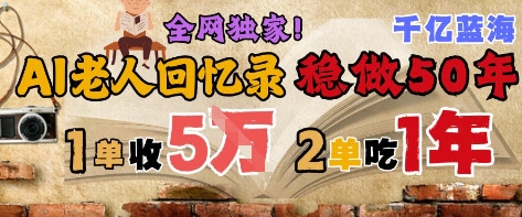 AI帮老人写回忆录，可以稳做50年的蓝海赛道，一单收2-3W，2单吃一年，长久可持续插图