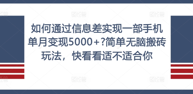 如何通过信息差实现一部手机单月变现5000+?简单无脑搬砖玩法，快看看适不适合你插图