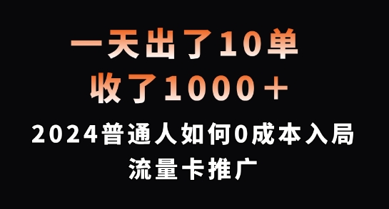 一天出了10单，收了1000+，2024普通人如何0成本入局流量卡推广插图