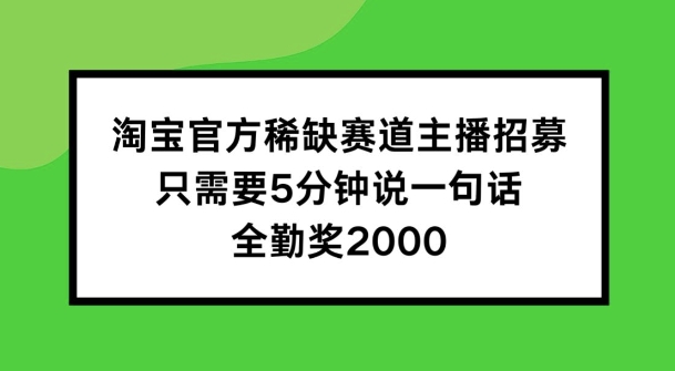 淘宝官方稀缺赛道主播招募 ，只需要5分钟说一句话， 全勤奖2000插图