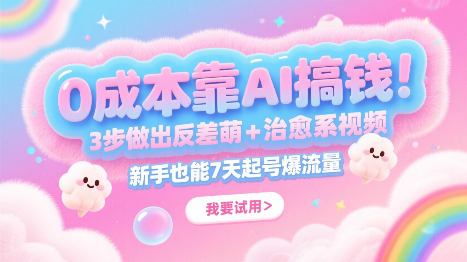 0成本靠AI搞钱！3步做出反差萌+治愈系视频，新手也能7天起号爆流量，月入5位数插图