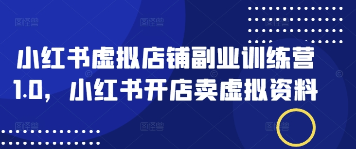 小红书虚拟店铺副业训练营1.0，小红书开店卖虚拟资料插图