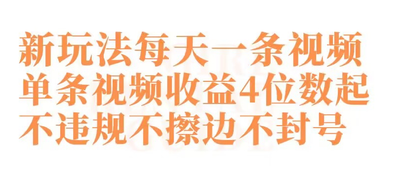 快手新玩法每天一条视频单条视频收益4位数起不违规不擦边不封号插图