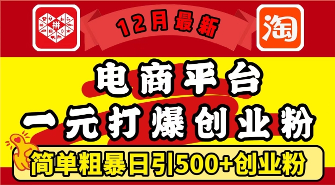 12月最新：电商平台1元打爆创业粉，简单粗暴日引500+精准创业粉，轻松月入过W插图
