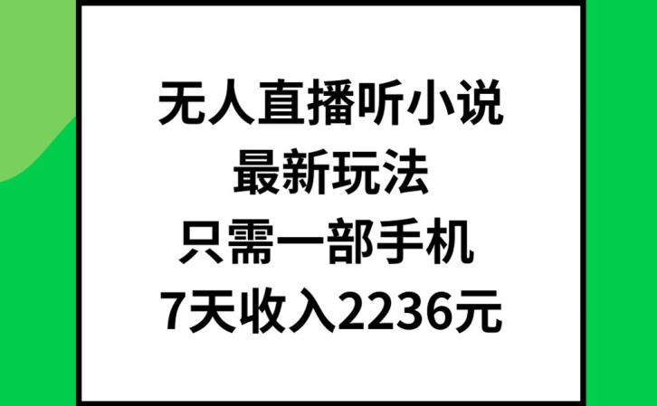 无人直播听小说最新玩法，只需一部手机，7天收入2236元插图