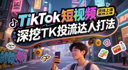 TikTok短视频带货线上课，深挖TK投流达人打法插图