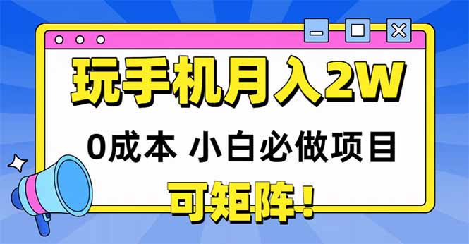 玩玩手机月入20000+，0成本小白必做项目，可矩阵插图