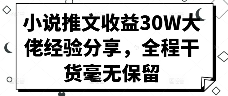 小说推文收益30W大佬经验分享，全程干货毫无保留插图