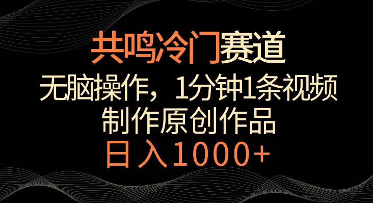 共鸣冷门赛道，无脑操作，一分钟一条视频，日入1000+插图