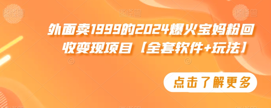 外面卖1999的2024爆火宝妈粉回收变现项目【全套软件+玩法】插图