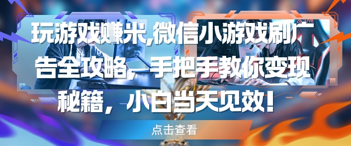 玩游戏挣米，微信小游戏刷广告全攻略，手把手教你变现秘籍，小白当天见效插图