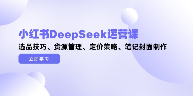 小红书DeepSeek运营课，选品技巧、货源管理、定价策略、笔记封面制作插图