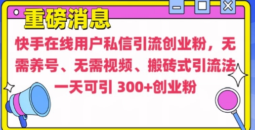 快手最新引流创业粉方法，无需养号、无需视频、搬砖式引流法插图