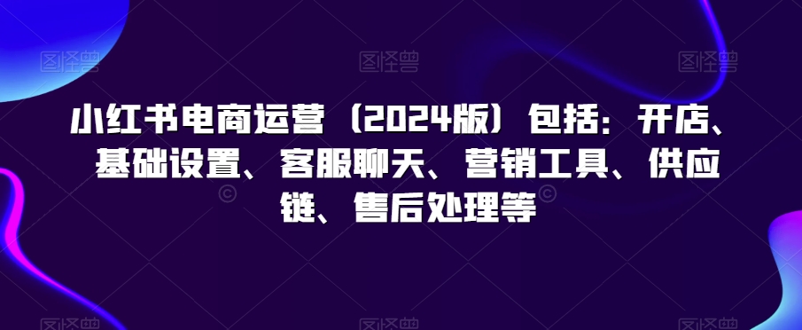 小红书电商运营（2024版）包括：开店、基础设置、客服聊天、营销工具、供应链、售后处理等插图
