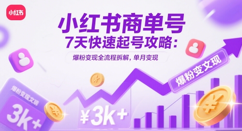 小红书商单号7天快速起号攻略：爆粉变现全流程拆解，单月变现3k+插图