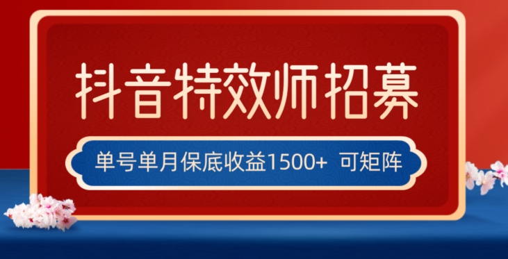 全网首发抖音特效师最新玩法，单号保底收益1500+，可多账号操作，每天操作十分钟【揭秘】插图