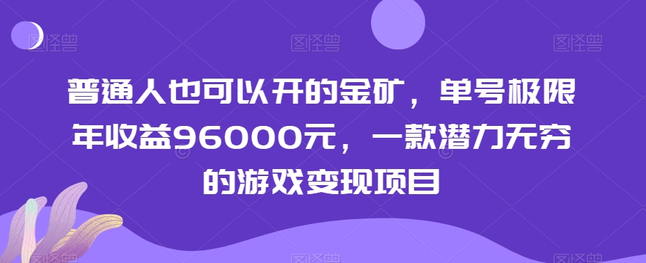 普通人也可以开的金矿，单号极限年收益96000元，一款潜力无穷的游戏变现项目【揭秘】插图