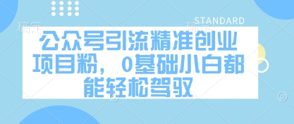 公众号引流精准创业项目粉，0基础小白都能轻松驾驭插图