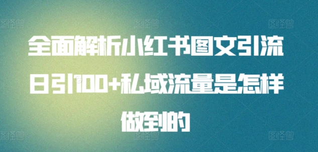 全面解析小红书图文引流日引100+私域流量是怎样做到的插图