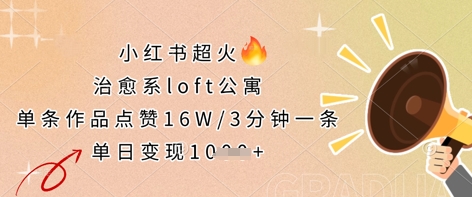小红书超火的治愈系loft公寓，单条作品点赞16W，3分钟一条，单日变现数张插图