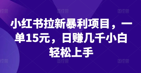 小红书拉新暴利项目，一单15元，日赚几千小白轻松上手插图