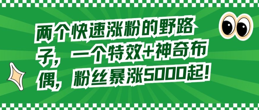 两个快速涨粉的野路子，一个特效+神奇布偶，粉丝暴涨5000起插图