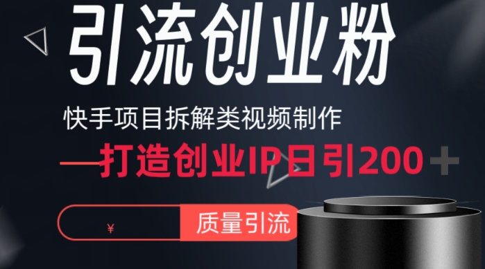 快手项目拆解类视频详细制作流程打造个人IP，单日引流200+高质量创业粉插图