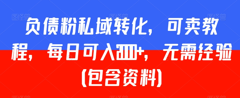 负债粉私域转化，可卖教程，每日可入2000+，无需经验（包含资料）插图