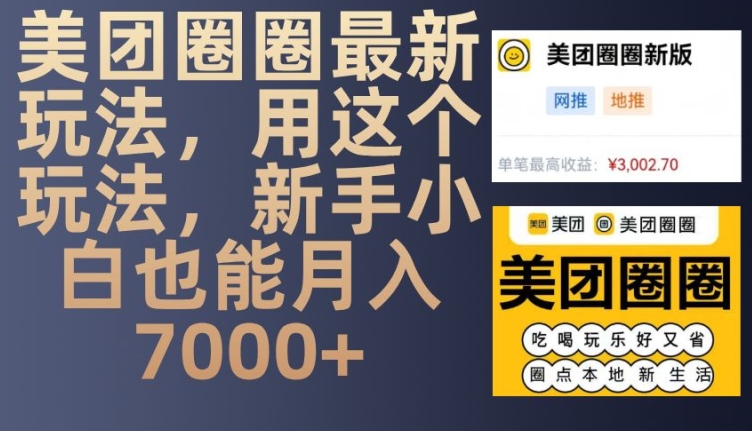 美团圈圈最新玩法，用这个玩法，新手小白也能月入7000+插图