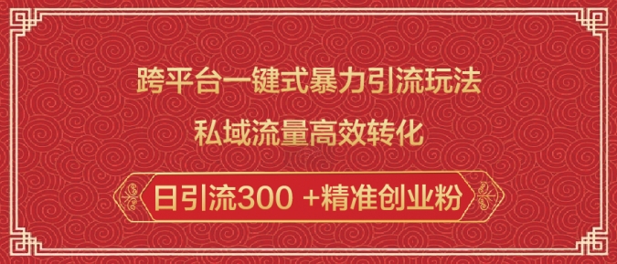 跨平台一键式暴力引流玩法，私域流量高效转化日引流300 +精准创业粉插图